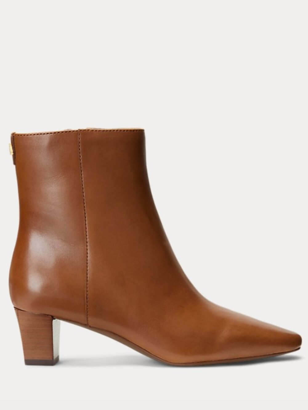 Lauren Ralph Lauren Willa Burnished Leather Side Zip Boots Size 6.5 Polo Tan